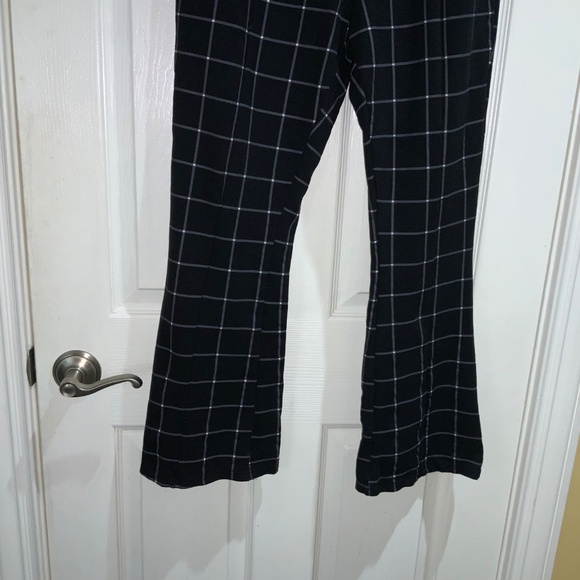 Lark + Grey windowpane check bootcut pants Sz L pull on style zipper detail - Picture 2 of 8